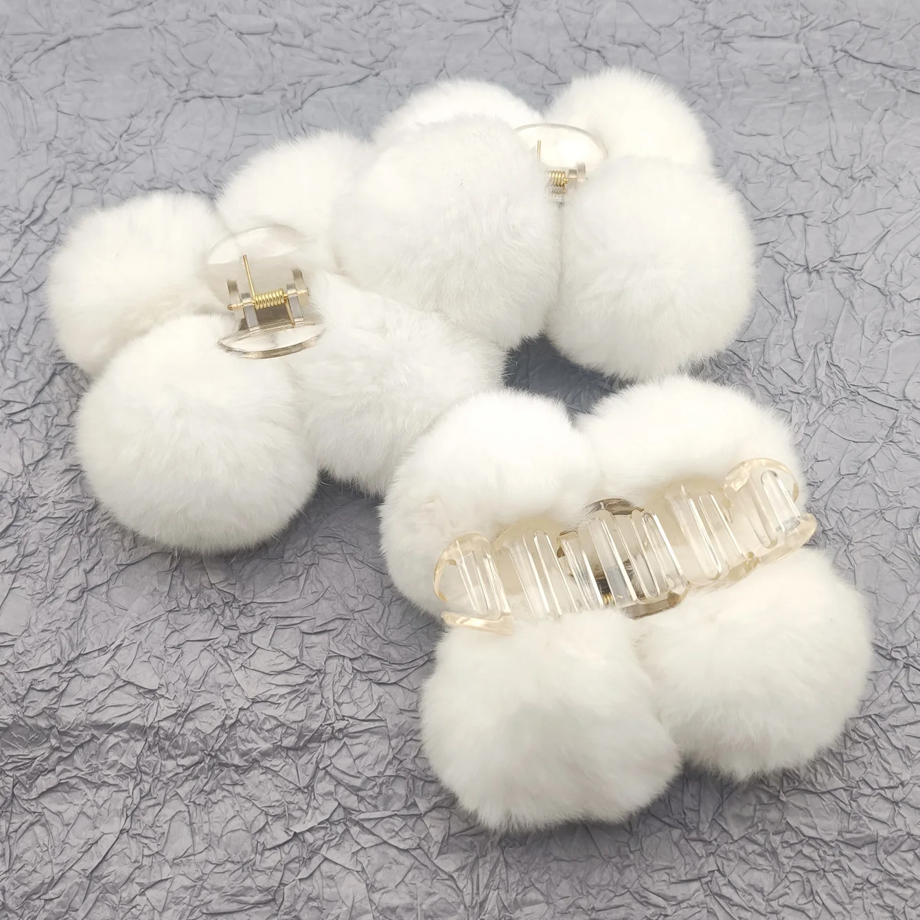 Oversize Hairball Haar Klaue Clips Winter Faux Kaninchen Fell Krabben Haar Clip Stirnband für Frauen Greifen Klemme Haar Zubehör Image