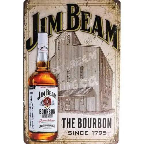 Vintage Jim Beam Metallschild; Werbung für Bourbon Whiskey