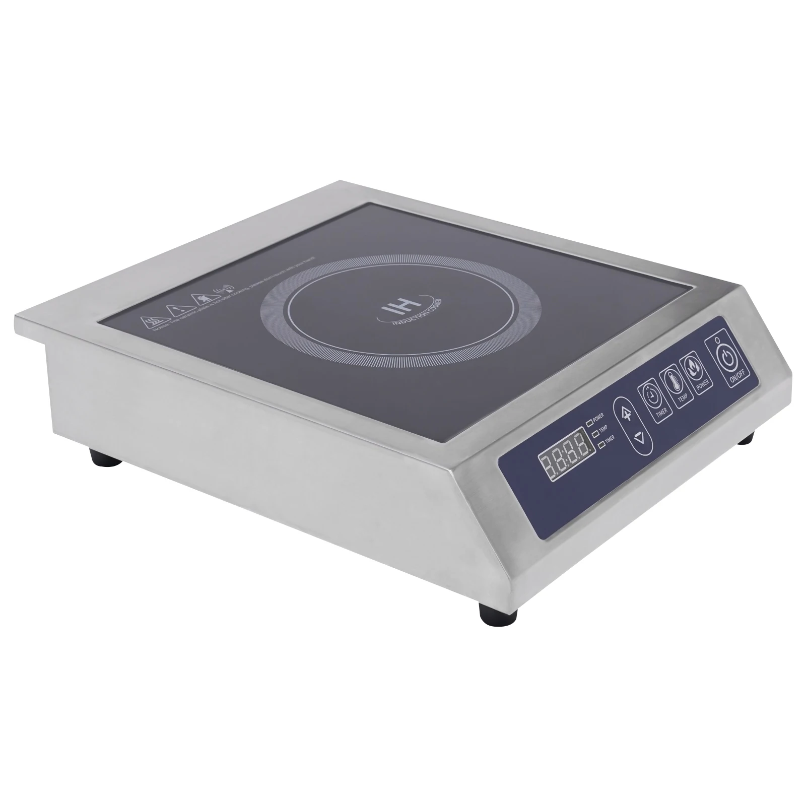 Professioneller 3500 W Elektrischer Induktionsherd, Induktionskochfeld, 1 Platte für Durchmesser 12-30cm, Edelstahl, Emailliert, Eisentopf Image