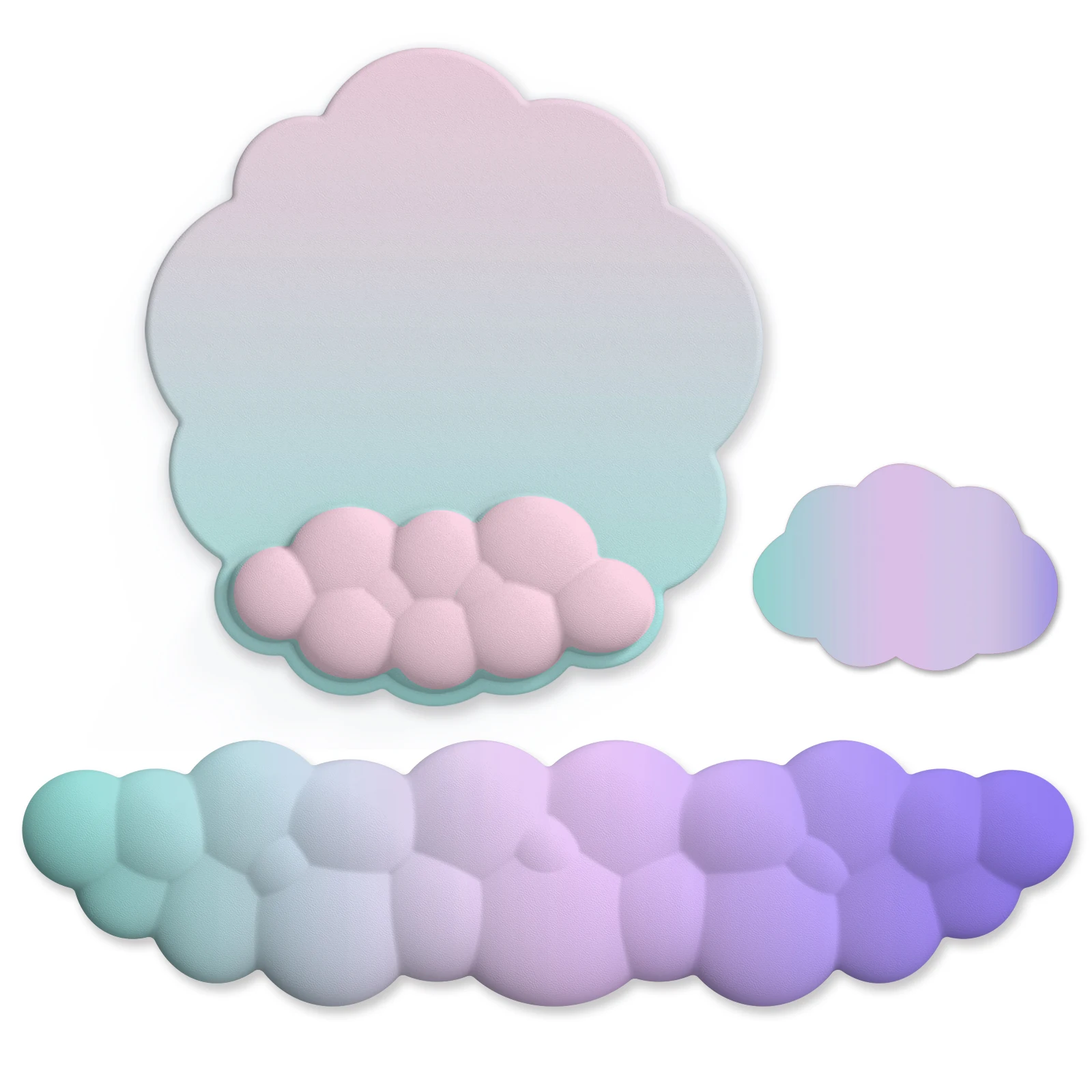 Cloud-Tastatur und Maus-Handballen auflage unterstützen das ergonomische Memory-Schaum-Mauspad mit rutsch fester Basis für das Home Office Image