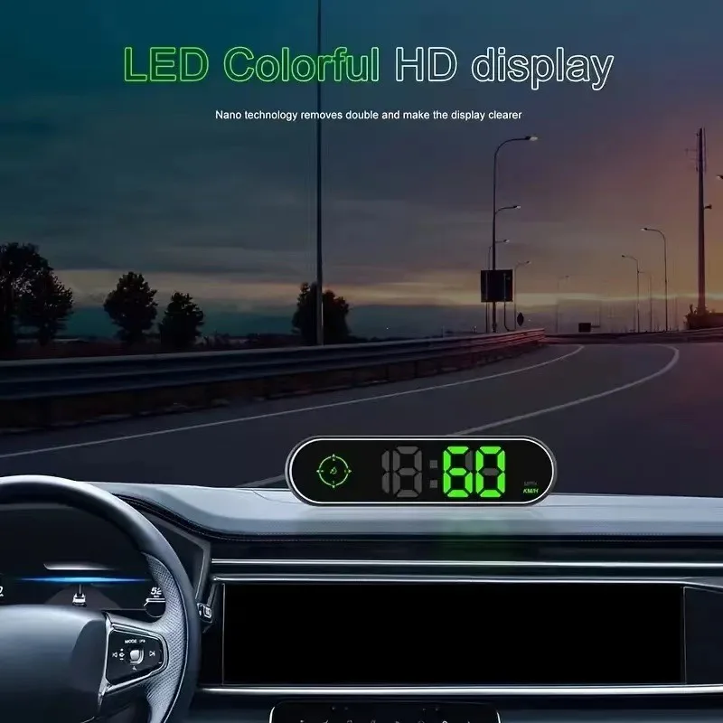 Car HUD GPS Speedometer Head Up Display, Multicolor Digital Speed Gauge with KMH/MPH Switch, Universal Windscreen Projector