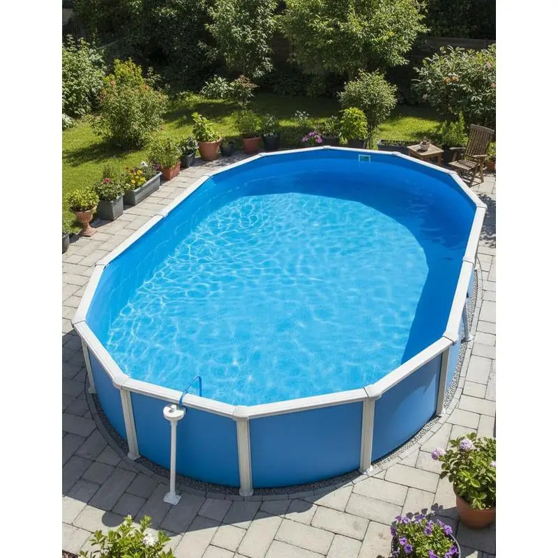 Bâche de remplacement pour piscine 3,6x6,2m pour piscine ovale, piscine hors sol, piscine de jardin, système UniBead, matériau PVC, épaisseur de paroi 0,8 mm, bleu