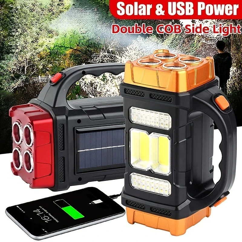 Hochleistungs-LED-Taschenlampen Camping Taschenlampe Arbeits licht Solar ladung 4 Gang USB wiederauf lad bares Licht wasserdichtes Licht für den Außenbereich Image