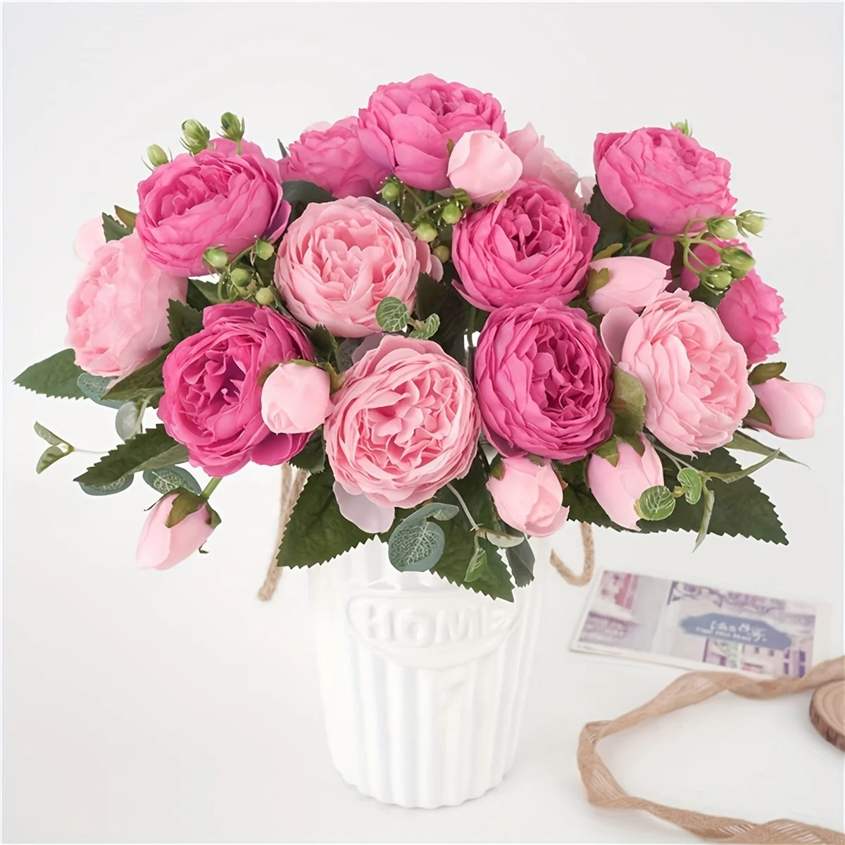 Künstliche Blumen, Seidenrosen, Pfingstrosen für Festdekoration, Vasen, Heim, Hochzeit, Kranz, Brautsträuße, Outdoor, Handgemacht, DIY-Geschenk Image