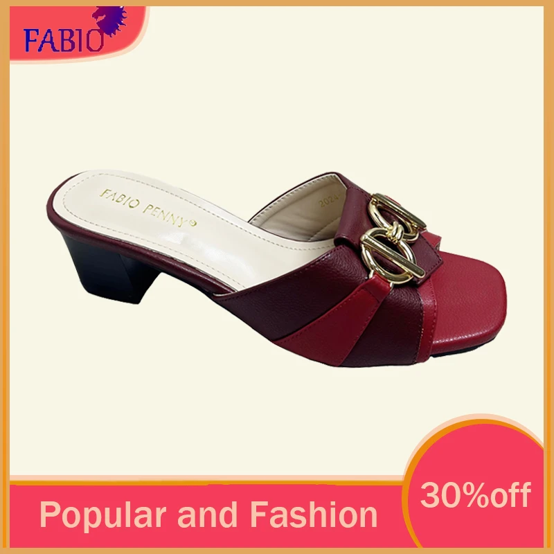 FABIO PENNY2026 Neue stilvolle farblich abgesetzte Damen-High-Heels mit dickem Absatz und Metallschnalle für festliche Anlässe Image