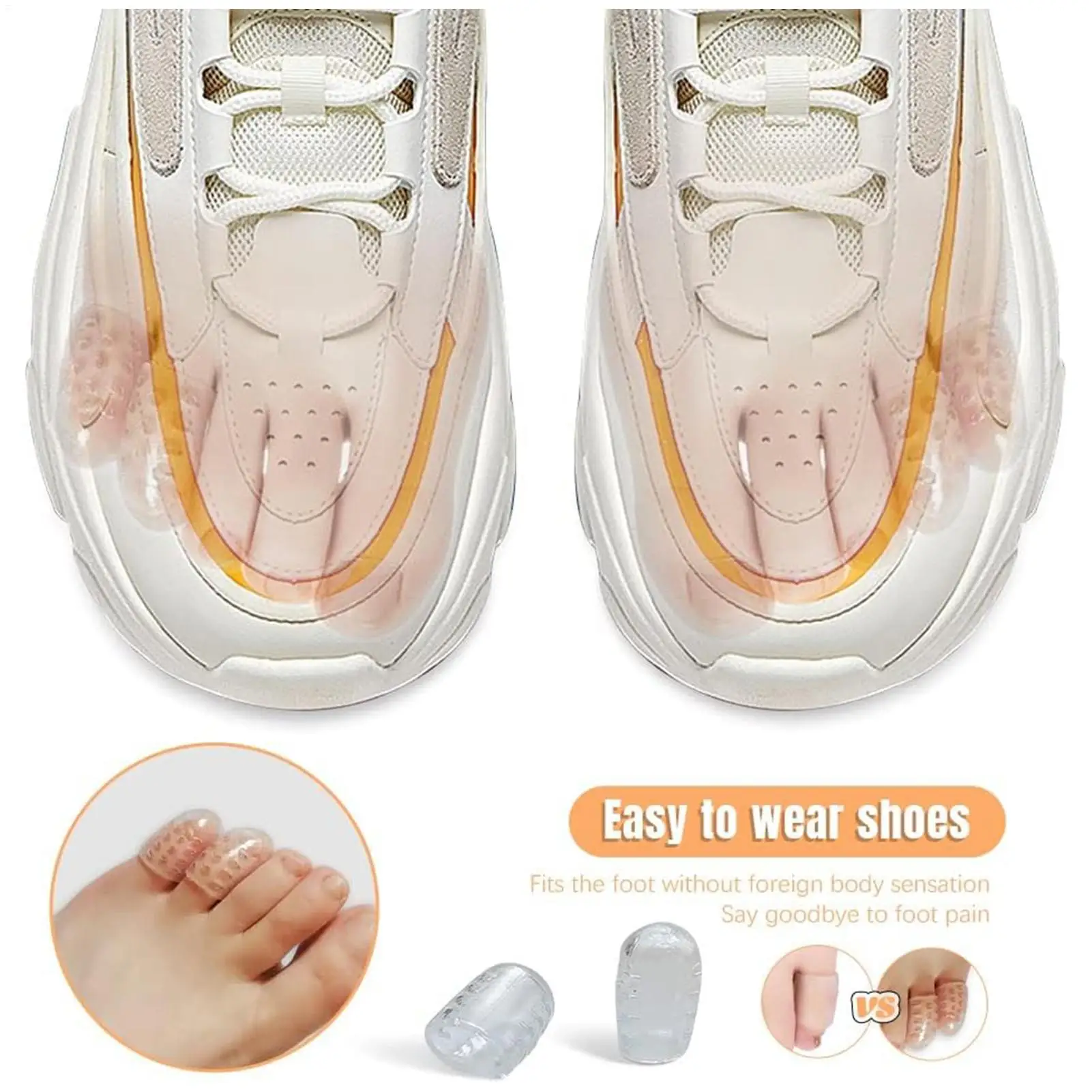 Atmungsaktiver Zehenschutz aus Silikon, 20 Stück, transparent, für Damen und Herren, Sporttraining, High-Heel-Träger Image