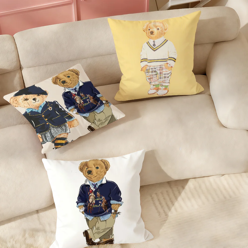 Modischer P-Polo B-Bears Kissenbezug, geeignet für Schlafzimmer, Wohnzimmer, Autos, Heimdekoration Image