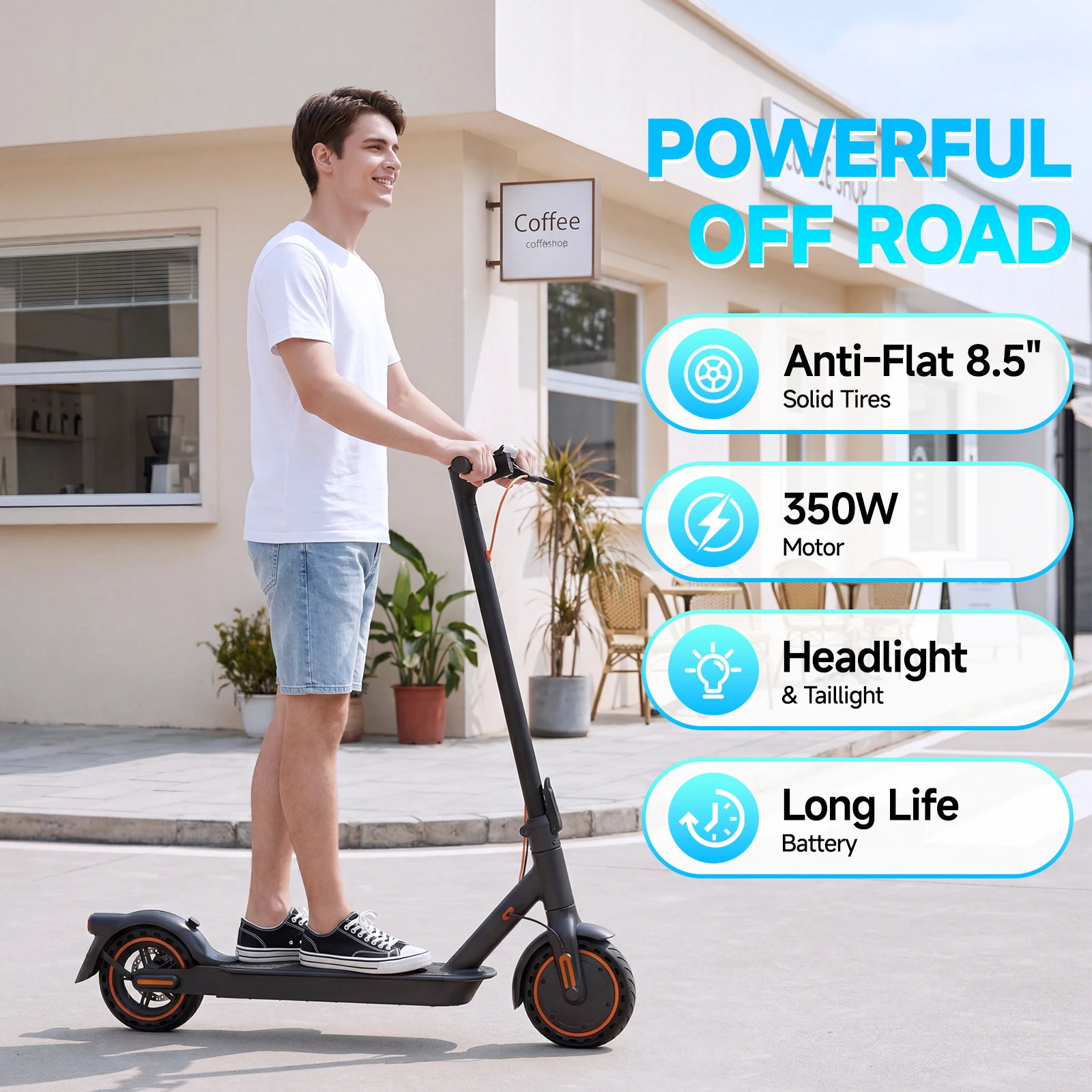 TODIMART Elektroroller 350W 36V 7.8AH 25KM/H Klappbar E Scooter 8.5 Zoll Räder Mit APP Steuerung Für Erwachsene Kinder Image