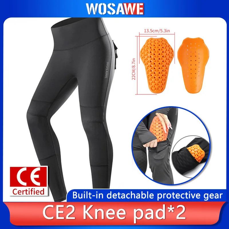 WOSAWE Damen-Motorradhose, weibliche Motorrad-Yoga-Leggings mit abnehmbaren Knieschützern, CE-zertifizierte Po-Lifting-Cargohose Image