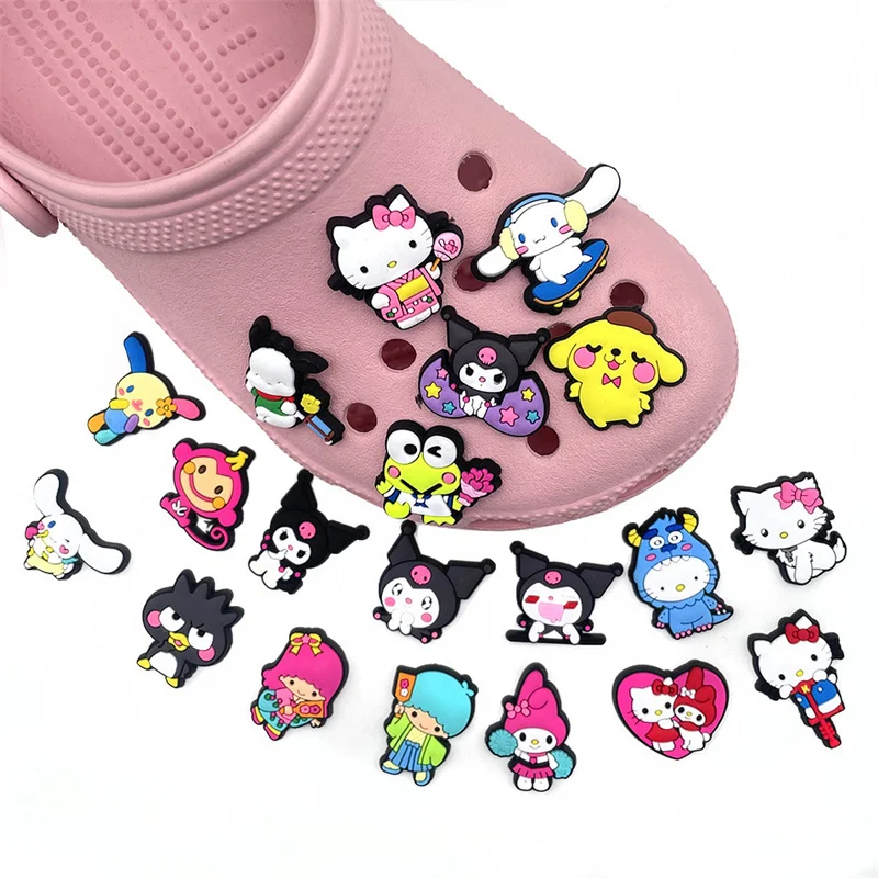 9-20-teiliges Sanrio Hello Kitty Sneakers-Schnallenset Kawaii Kuromi My Melody Cinnamoroll Lochschuh-Zubehör Dekoration Geschenke Spielzeug