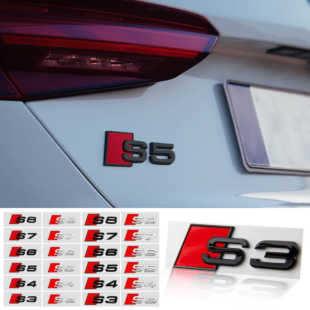 3D Metall S3 S4 S5 S6 S7 S8 Emblem Aufkleber Abzeichen Dekor Auto Seitenkarosserie Kofferraum Aufkleber Dekorationszubehör für Audi B6 A5 A3 8P S Image
