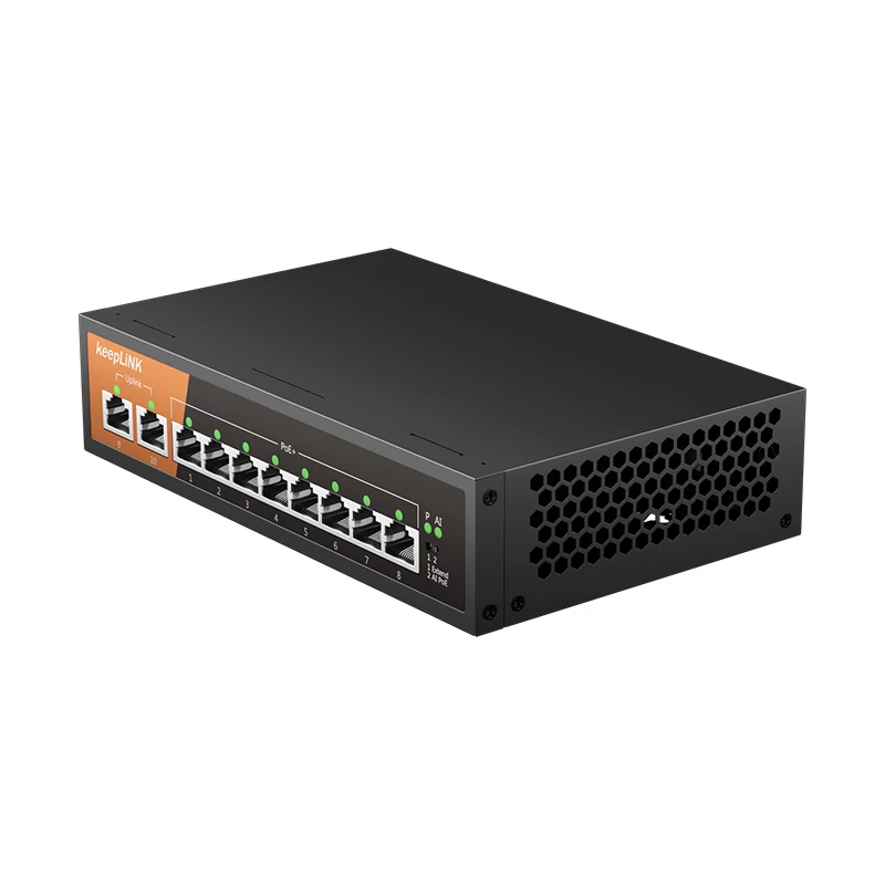 KeepLiNK 10-Port-Gigabit-Ethernet-Switch mit 8-PoE-Ports und 2-Ethernet-Uplink Unmanaged Plug and Play Image