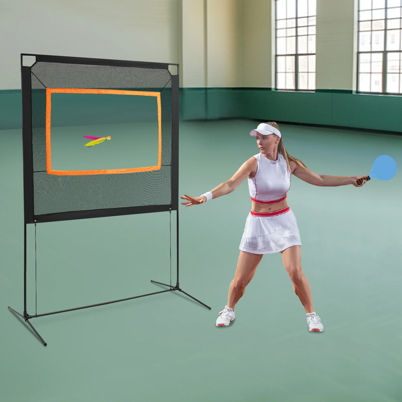 61,8 * 90,55 Zoll Federball-Netz-Set mit 1 Paar Schlägern, Bettminton-Tennennetz-Set, Paddelspiel mit Netz für Terrassen, Turnhallen, Playgro Image