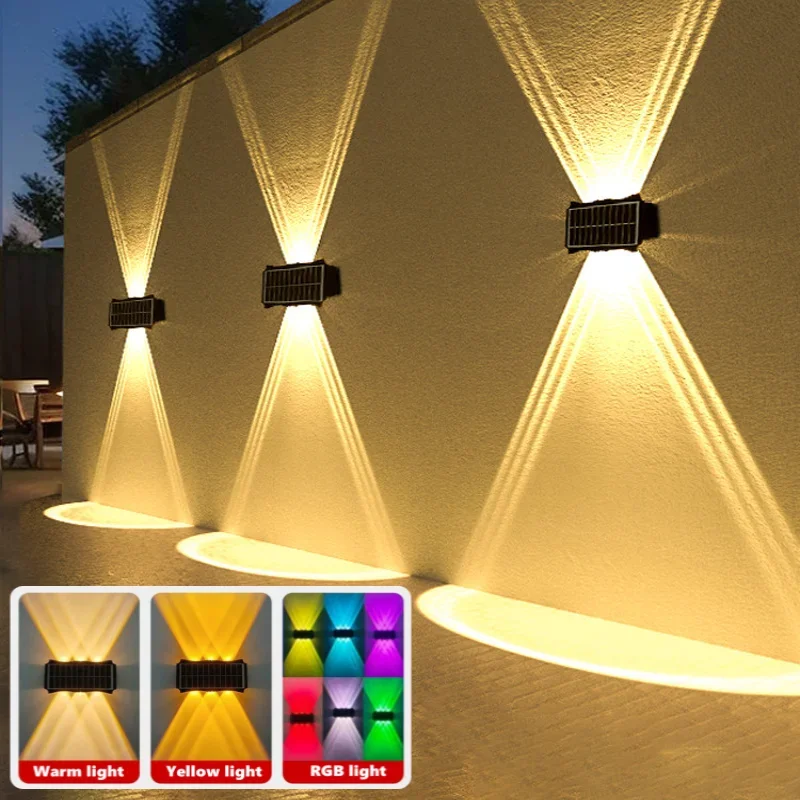 4/6/8LED Solar Wand Lampe Outdoor Garten Dekorative Lichter Oben Und Unten Leuchtende Beleuchtung für Veranda Garten außen Balkon Straße Image