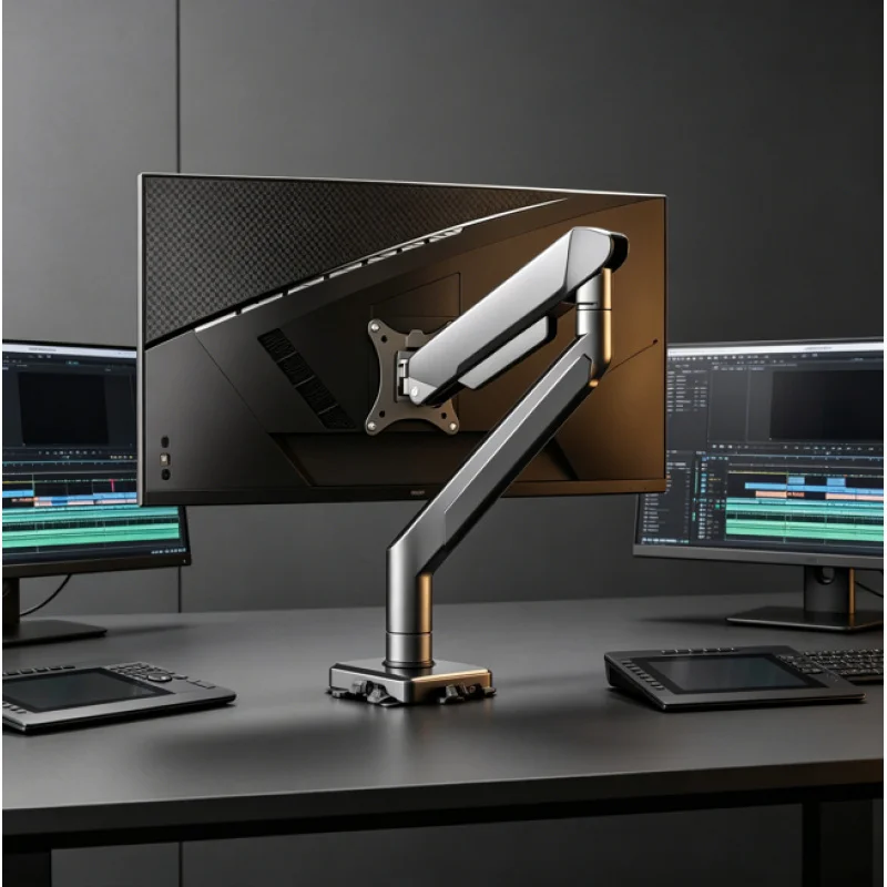 Universelle Einzelmonitor-Tischhalterung, Verstellbare Computerbildschirm-Halterung, Passend für bis zu 32 Zoll Monitore, Tragfähigkeit 19,8 Pfund Image