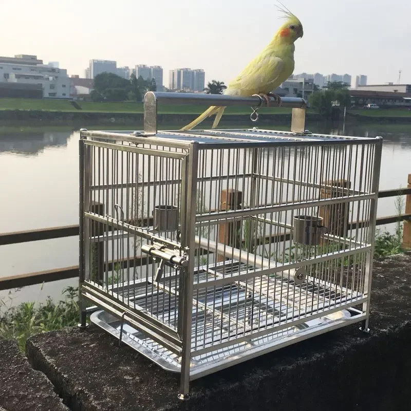 Gabbia per uccelli da esterno Mangiatoia portatile Pappagallo che trasporta pappagalli Gabbia per uccelli in acciaio inossidabile Gabbia per animali Pour Oiseaux Accessori per uccelli