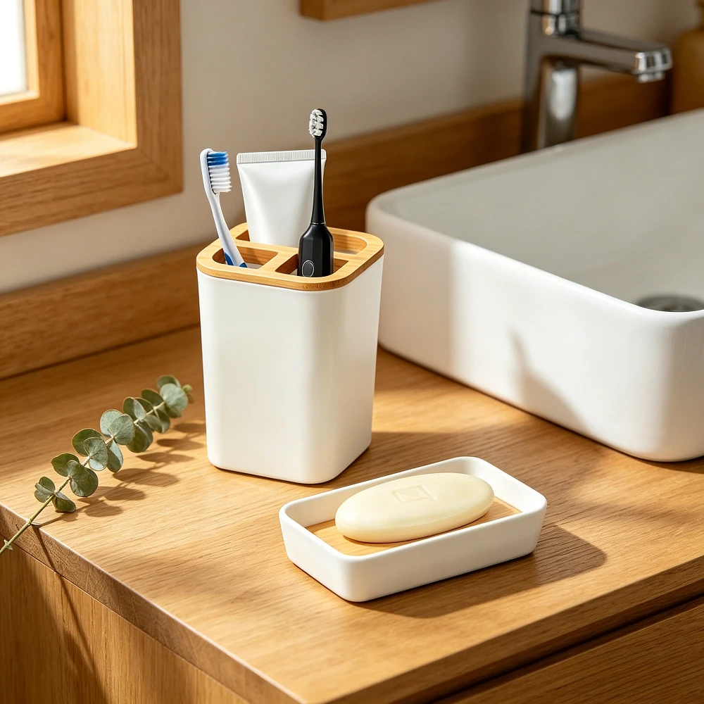 Organisateur de salle de bain moderne, porte-brosse à dents, porte-savon, pour comptoir de salle de bain, évier de cuisine, accessoires de salle de bain