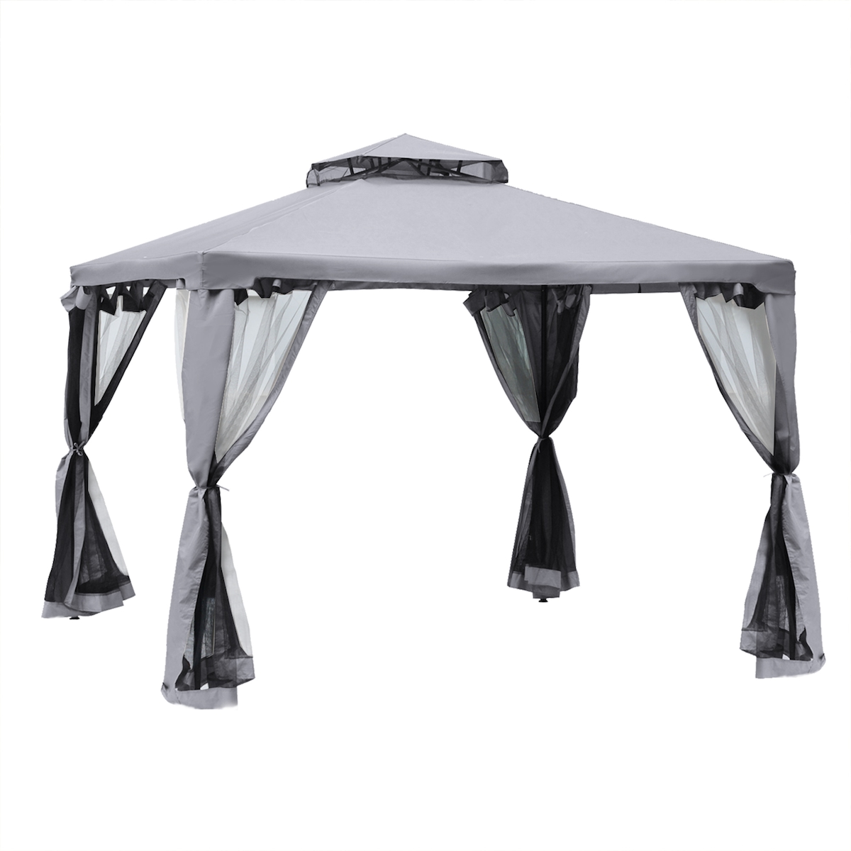 MODFU Standard Gartenpavillon aus Metall und Polyester in Charcoal Grey, 294x294x265 cm, mit Doppeldach Image