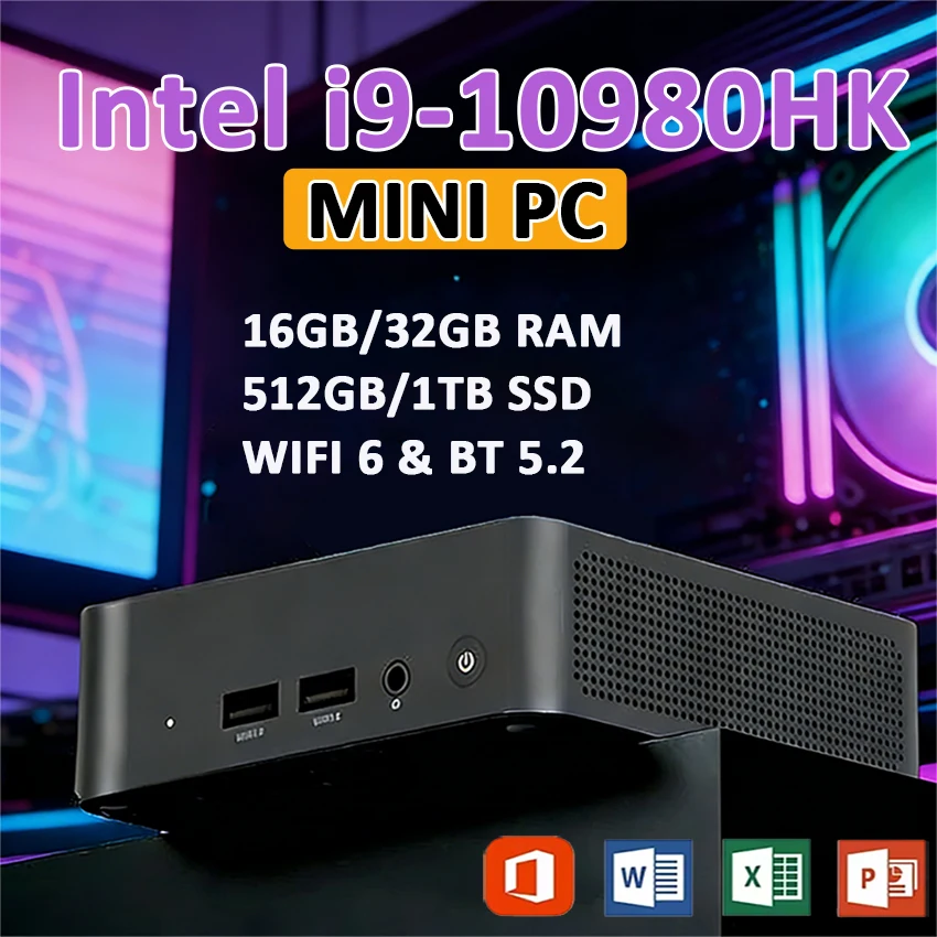 2026 Intel Core i9 10980HK Tragbarer i9 Mini-PC Computer Windows 11 32GB 1TB Gaming-Computer WiFi 6 USB Tragbarer Mini-Desktop-PC Image