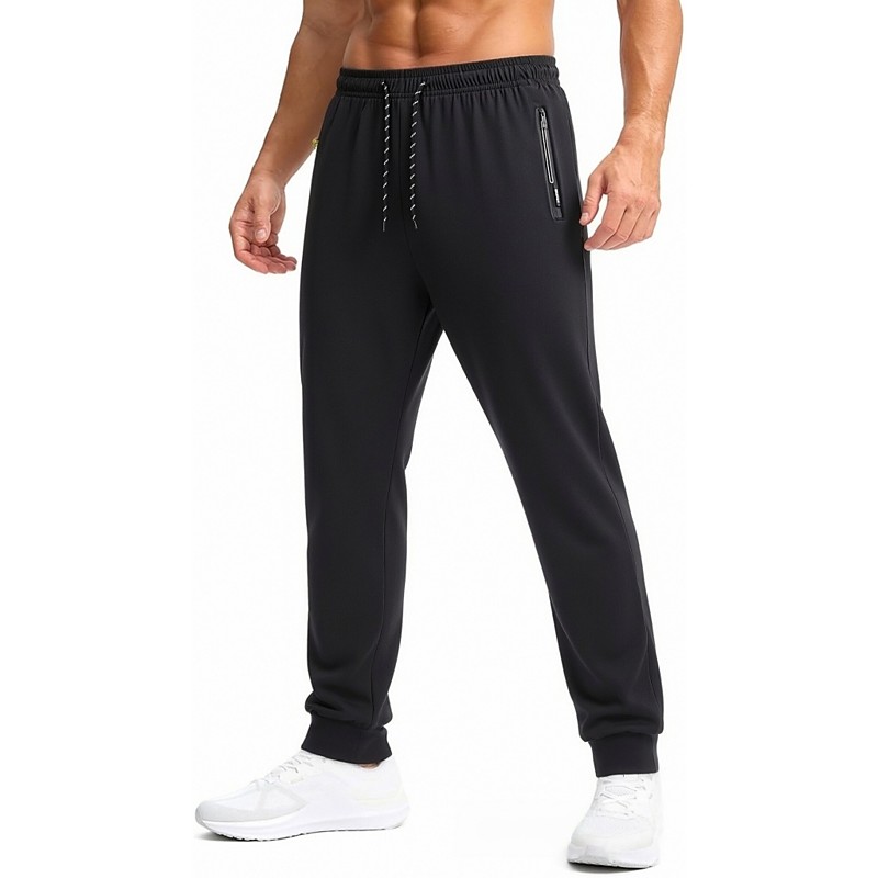 Men's Joggers Trousers Casual Pants Outdoor Pants Drawstring Pocket Elastic Waist Solid Color Quick Dry Lightweight Knee Length Daily Outdoor Holiday Vacation Stylish Khaki Black Micro-elastic