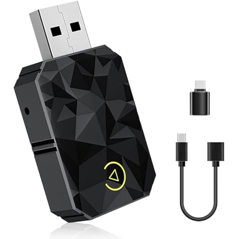Adattatore Wireless 2 In 1 Carplay Per Android Auto, Plug And Play Tramite Bluetooth/wi-fi, Compatibile Con Ios 10+ E Android 11+, Per Auto Con Porta Carplay/aa E Usb-c/a (motivo A Rombi)