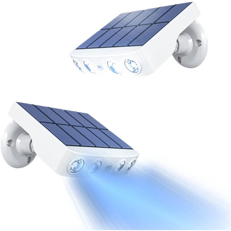 Luce Solare Per Esterni, [2 Pezzi] Luce Solare Per Esterni Con Sensore Di Movimento, Faretto Solare Per Esterni A 360° [1200 Mah] Luce Solare Per Esterni Impermeabile Per Giardino, Bianco