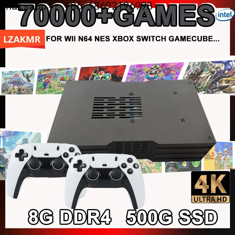 Super-Spielkonsole X King 8G RAM 500G Gaming-SSD Batocera 3865U 70000+ Spiele für Wii PS2 XBOX PSP Switch N64 Drahtloser Controller