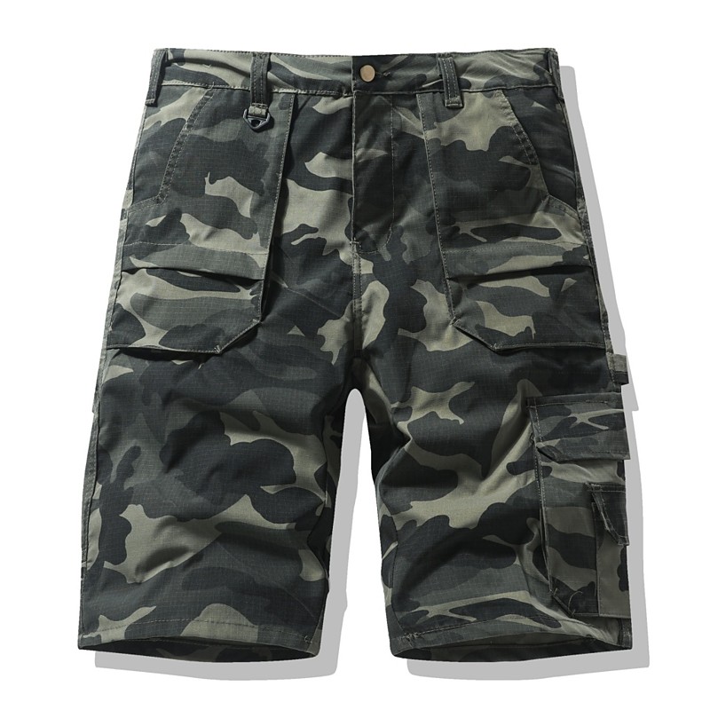 Men's Tactical Cargo Cargo Shorts Shorts Casual Shorts Hiking Shorts Multi Pocket Camouflage Knee Length Outdoor Streetwear Camping Fashion Streetwear Khaki Army Green Inelastic