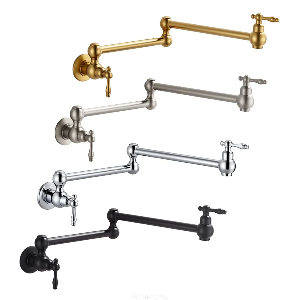 Sfacettes d'évier de cuisine en cuivre massif de luxe, pliage à froid simple 360 ° Robinet de cuisine rotatif, robinet d'eau de lavage universel mural Accessoires de cuisines mitigeur cuisine robinets