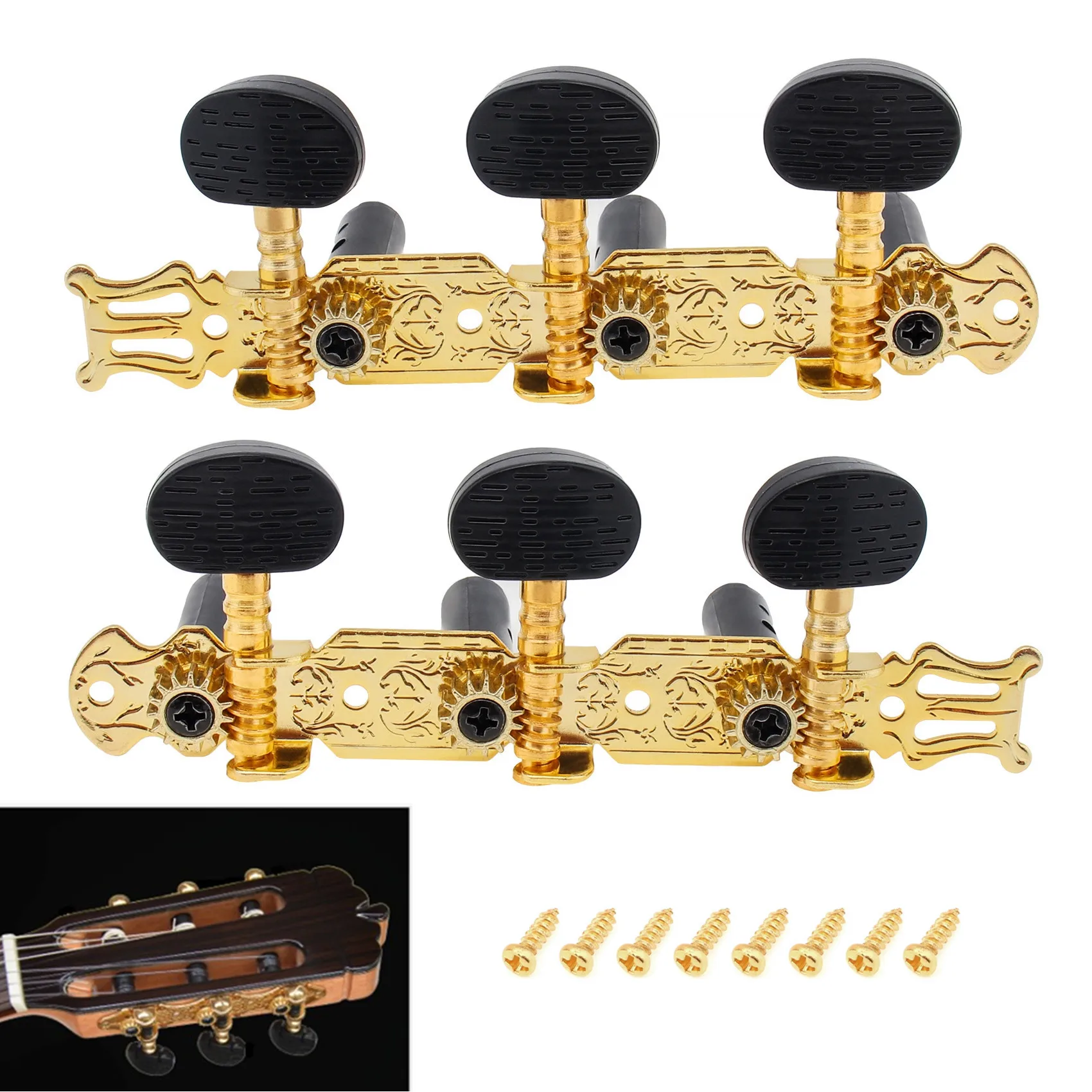 1 Paar 3L 3R vergoldete Stimmwirbel für klassische Gitarren, Stimmwirbel für Mechaniken Image