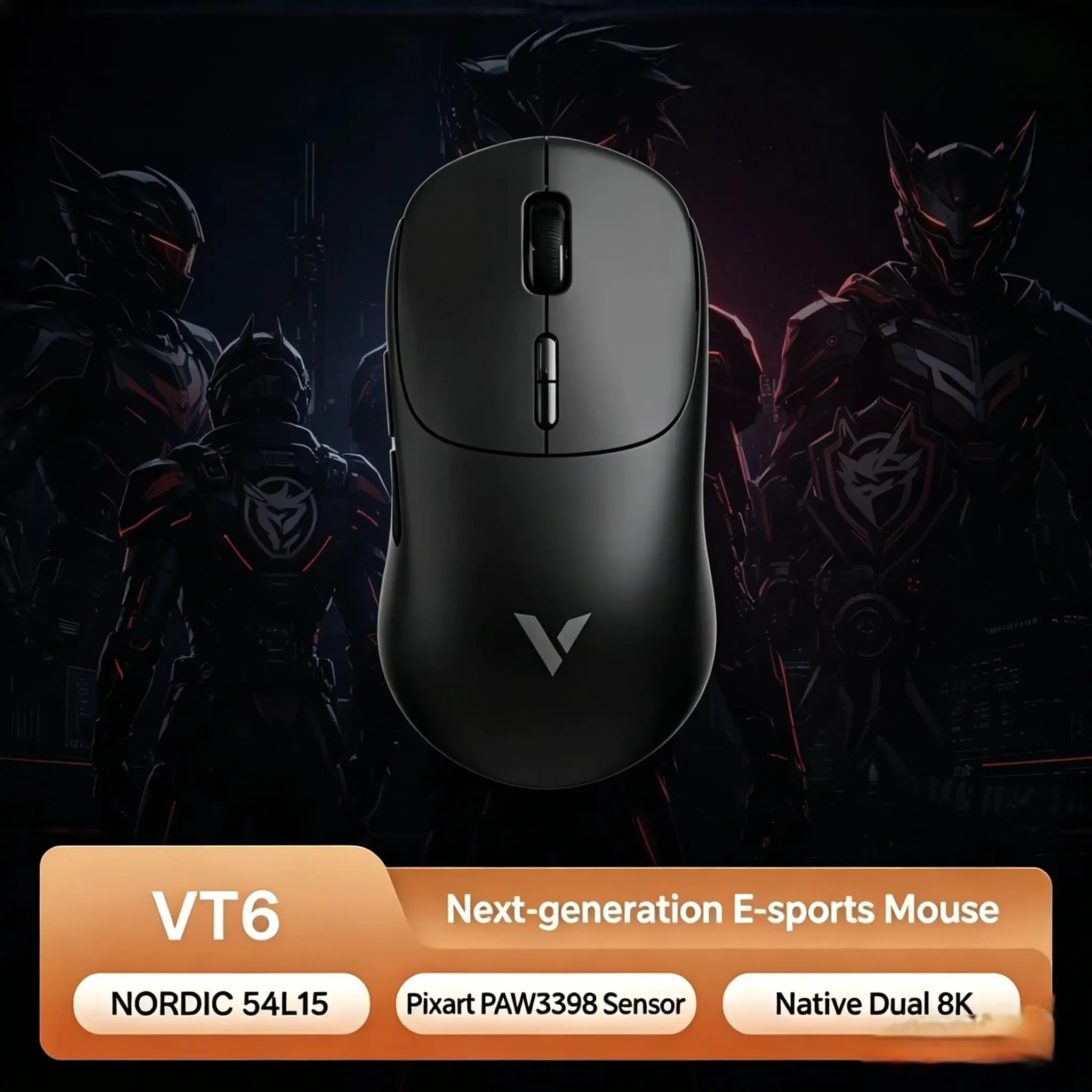 Rapoo VT6 MAX Kabellose E-Sports-Maus, 8000Hz Polling-Rate, PAW3950 Sensor, Leichte Gaming-Maus für Kleine & Mittelgroße Hände Image