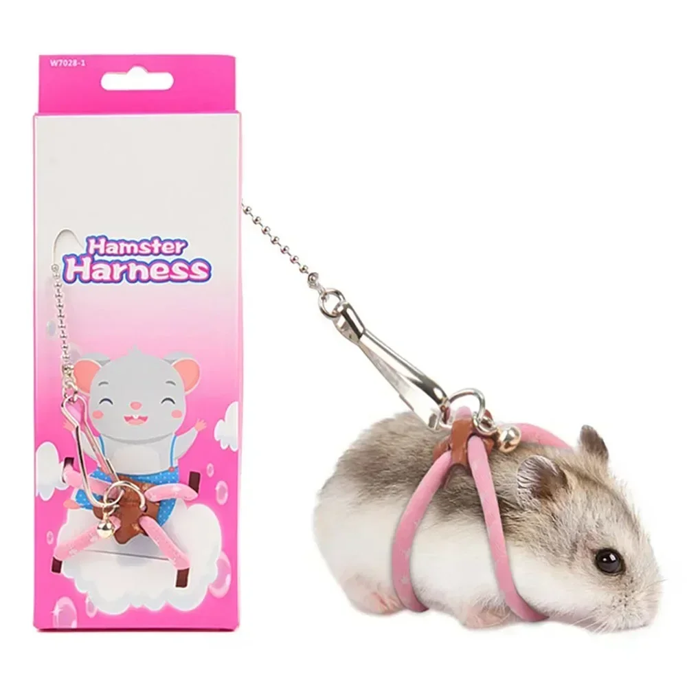 Kleines Haustier, verstellbar, weicher Riemen, Glockenleder-Set, Maus, Hamster, Haustier, Reisen und Spielen, Hamster-Gurtseil, Anti-Biss Image