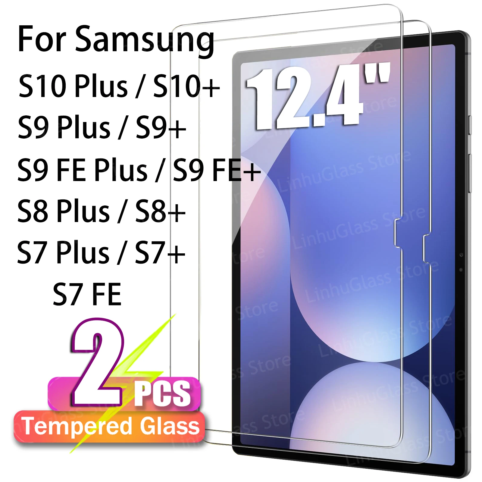 Displayschutzfolie für Samsung Galaxy Tab S10 Plus/S9 Plus/S9 FE Plus/S8 Plus/S7 Plus/S7 FE (12,4 Zoll) S10+/S9+/S8+/S7+ aus gehärtetem Glas Image