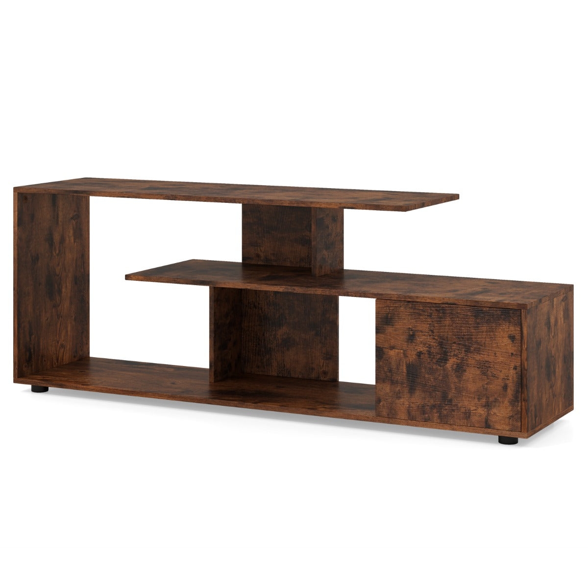 Helloshop26 - Multimedia-TV-Schrank 152 x 38 x 58,5 cm mit praktischem Stauraum asymmetrisches Design aus rustikalem braunem Holz 20_0012810 Image