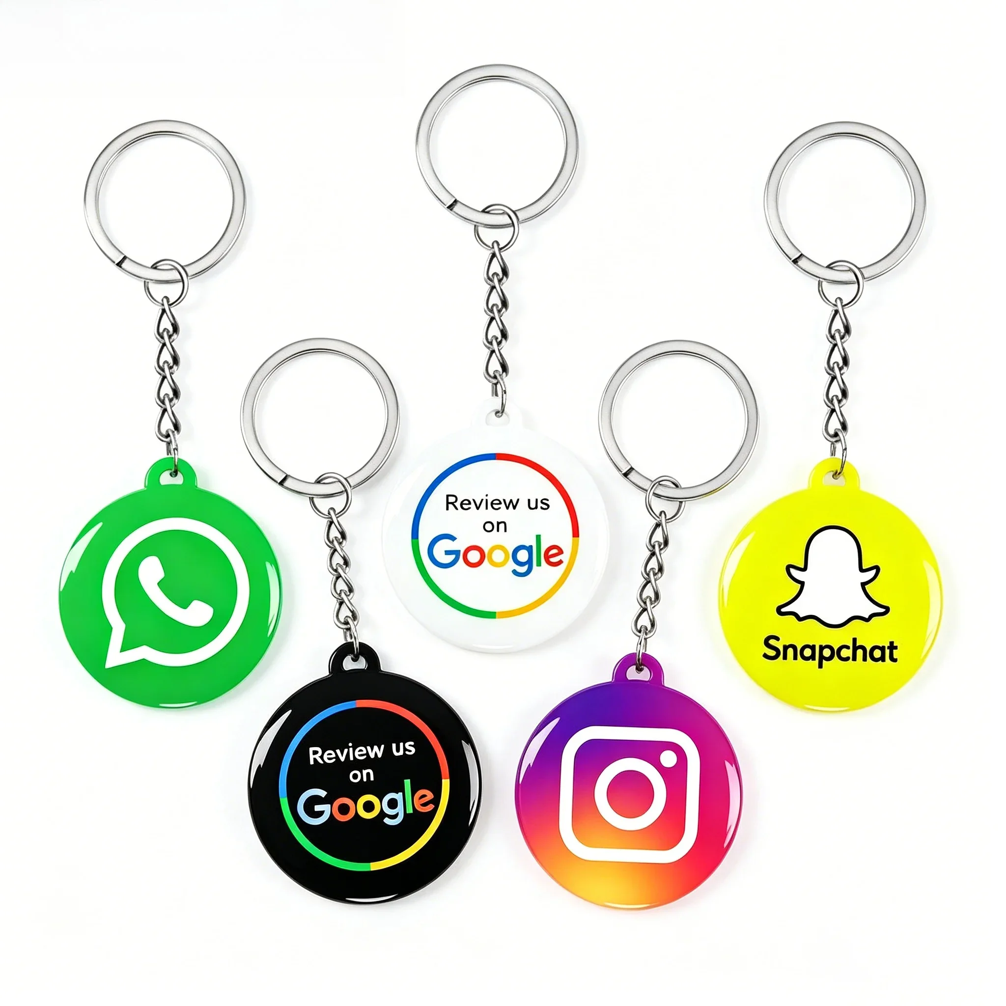 Universeller NFC-Epoxy-Schlüsselanhänger für Google-Bewertungen, Facebook, Instagram für iPhone/Android, URL-Link zum Tippen, Social-Business-Bewertungskarten Image