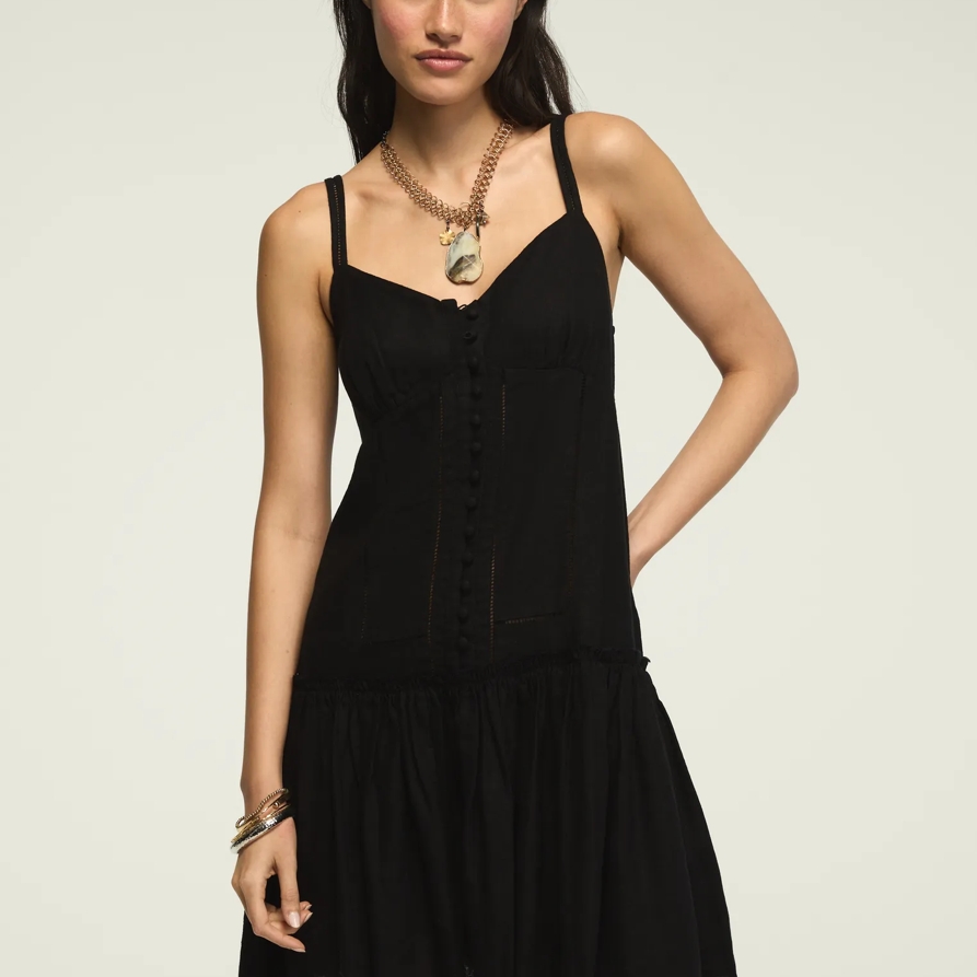 Lucky Brand Embroidered Drop Waist Mini in Caviar, Size S