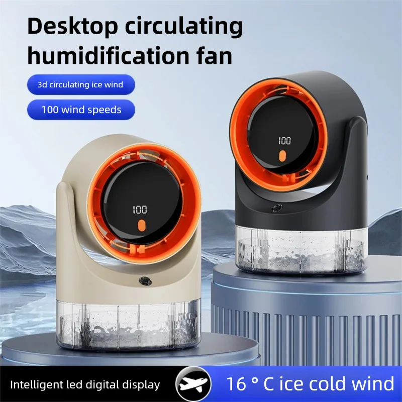 Mini ventilateur électrique avec pulvérisation à un seul orifice, climatiseur, ventilateur de bureau rafraîchissant, humidificateur, ventilateur de circulation 360° ° Ajustable