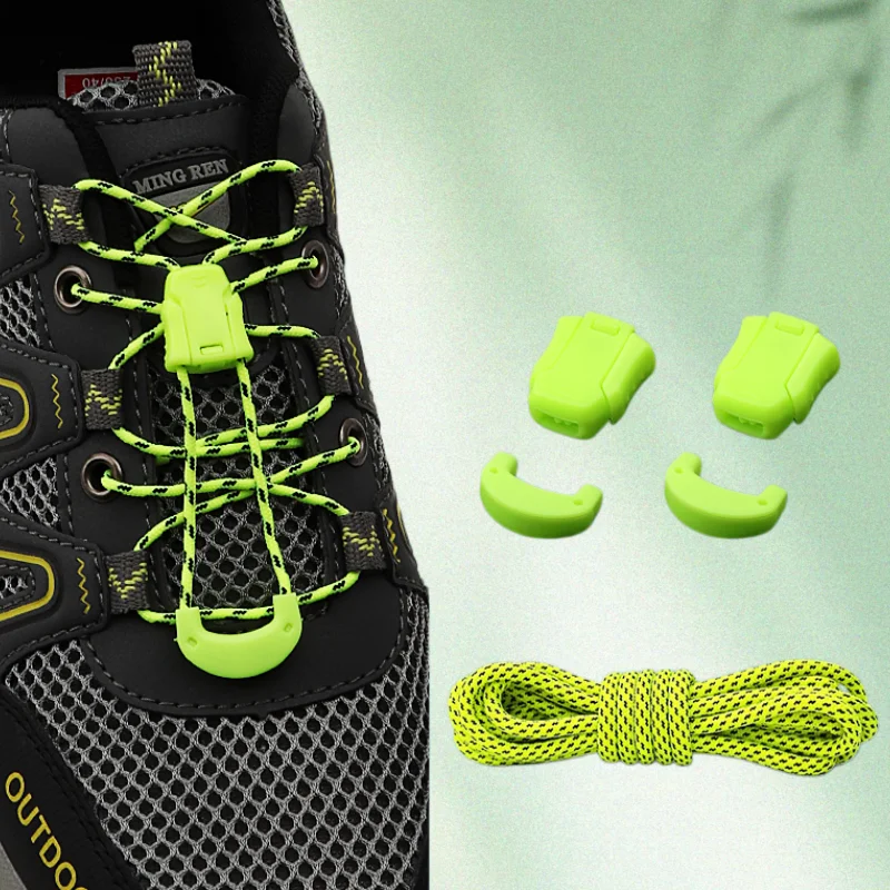 Gestreifte Schnürsenkel ohne Binden für Sneaker, Tennis und Laufschuhe, runde Lazy Laces ohne Bänder, Unisex, für Erwachsene und Kinder, Schuhzubehör Image