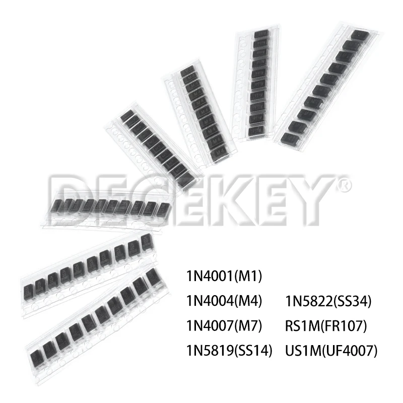 70 Stück/Set SMD-Dioden 1N4007 M7 1N4001 M1 1N4004 US1M RS1M Elektronik-Kit Schottky-Dioden-Set Image