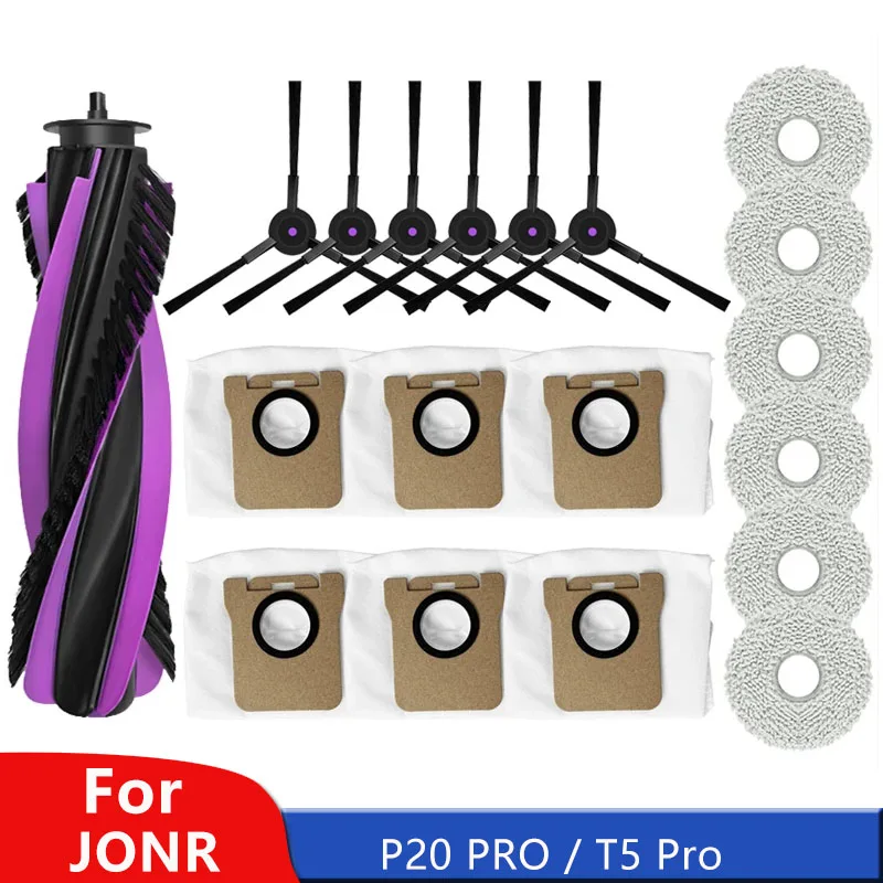 Sac à poussière pour aspirateur Robot JONR P20 PRO / T5 Pro, brosse latérale à rouleau, pièces de rechange, accessoires, consommables, nettoyage ménager