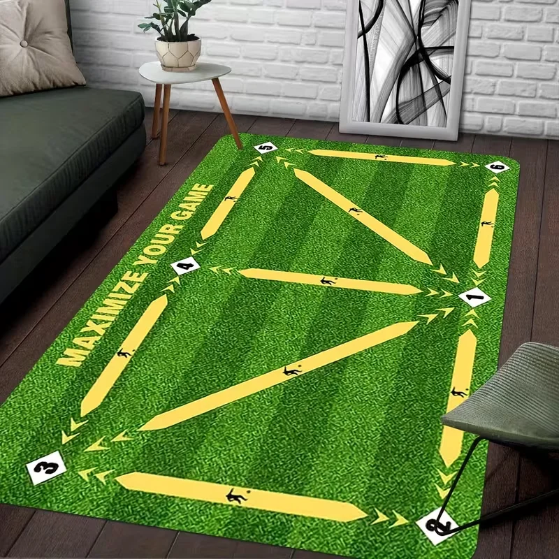 Realistischer Kunstrasen-Spielteppich für Fußballtraining, Wohnzimmer-Teppich, Kinderzimmer-Teppich, Sportplatz-Bodenmatte, Teenager-Zimmer-Teppich, Geschenk