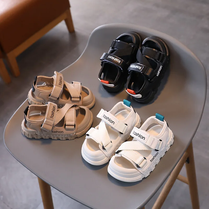 Sommer-Sandalen für Jungen, atmungsaktive Canvas-Outdoor-Sandalen, Nylon-Riemen, Decos, Freizeitschuhe für Babys, Kinder, Studenten, Strandschuhe H04172 Image