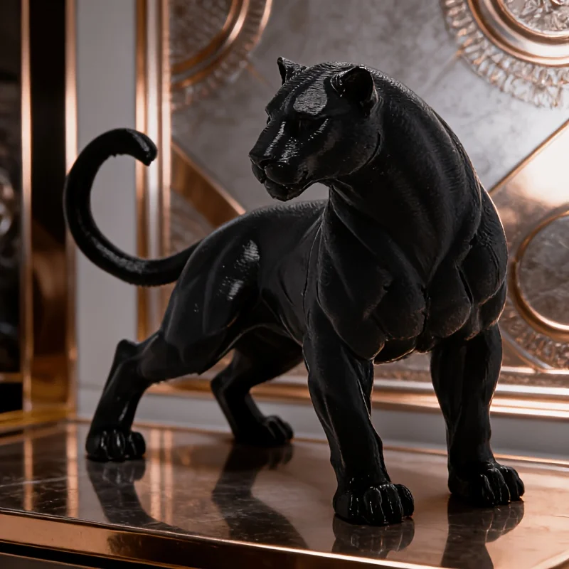 1 Stück robuste schwarze Panther-Statue mit verträumtem Design für Desktop-Dekoration, kreatives Geschenk, Auto-Armaturenbrett-Dekoration, Heimdekoration, Bonsai-Dekoration, Valentinstag- und Image