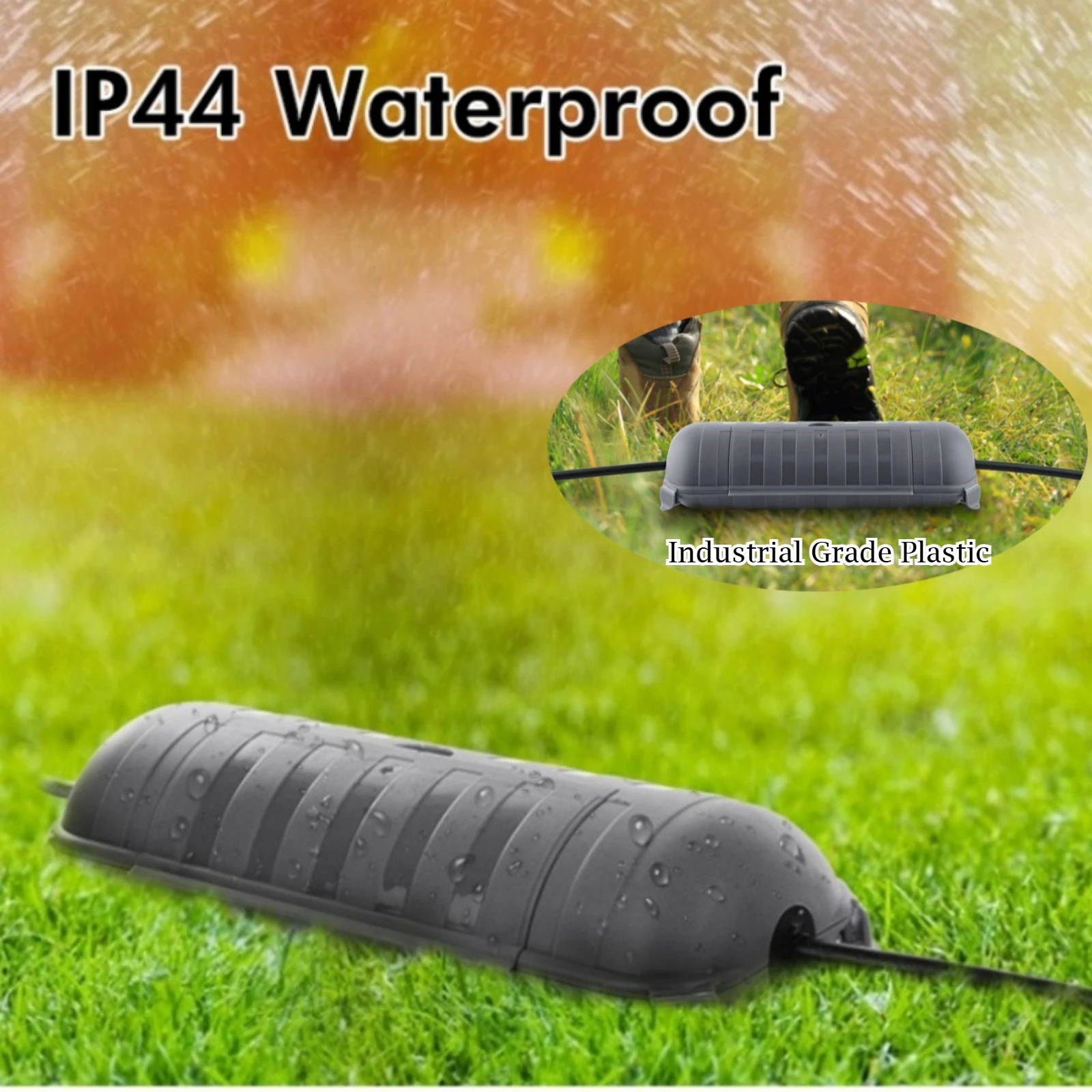 IP44 Outdoor-Verlängerungskabelabdeckung 29x11x7,5cm Wetterfeste Elektrobox für Lichterketten/Steckdosen/Feiertagsdekoration Image
