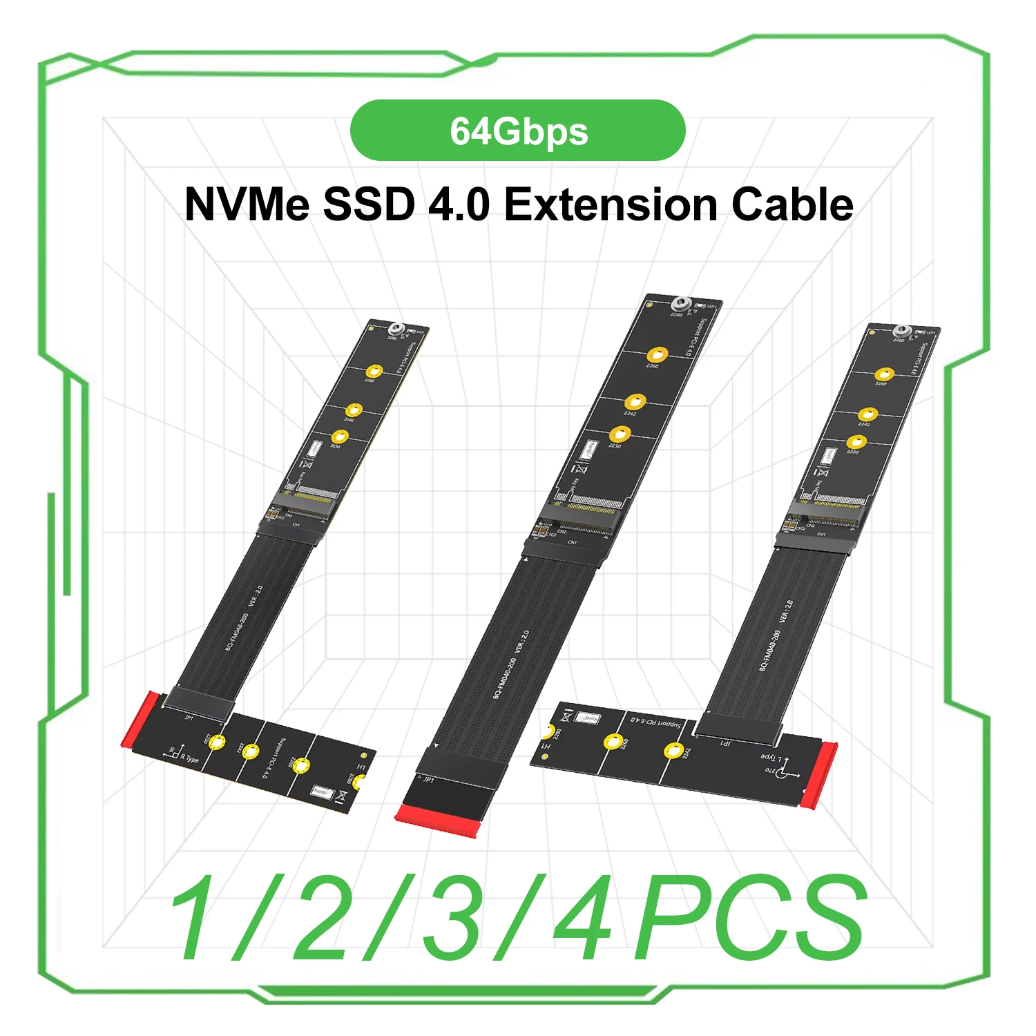 M.2 NVMe PCIe 4.0 Erweiterungskarte 20cm 30cm 64Gbps NGFF M.2 M-KEY NVMe SSD Adapterkabel unterstützt 2230 2242 2260 2280 M.2 SSDs Image