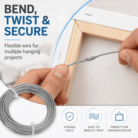 Easy Cut Picture Hanging Wire Rustproof Silver Steel Hanging Wire Household Decor Hanging Rope for Photo Frame Mirror Ornament Hanging