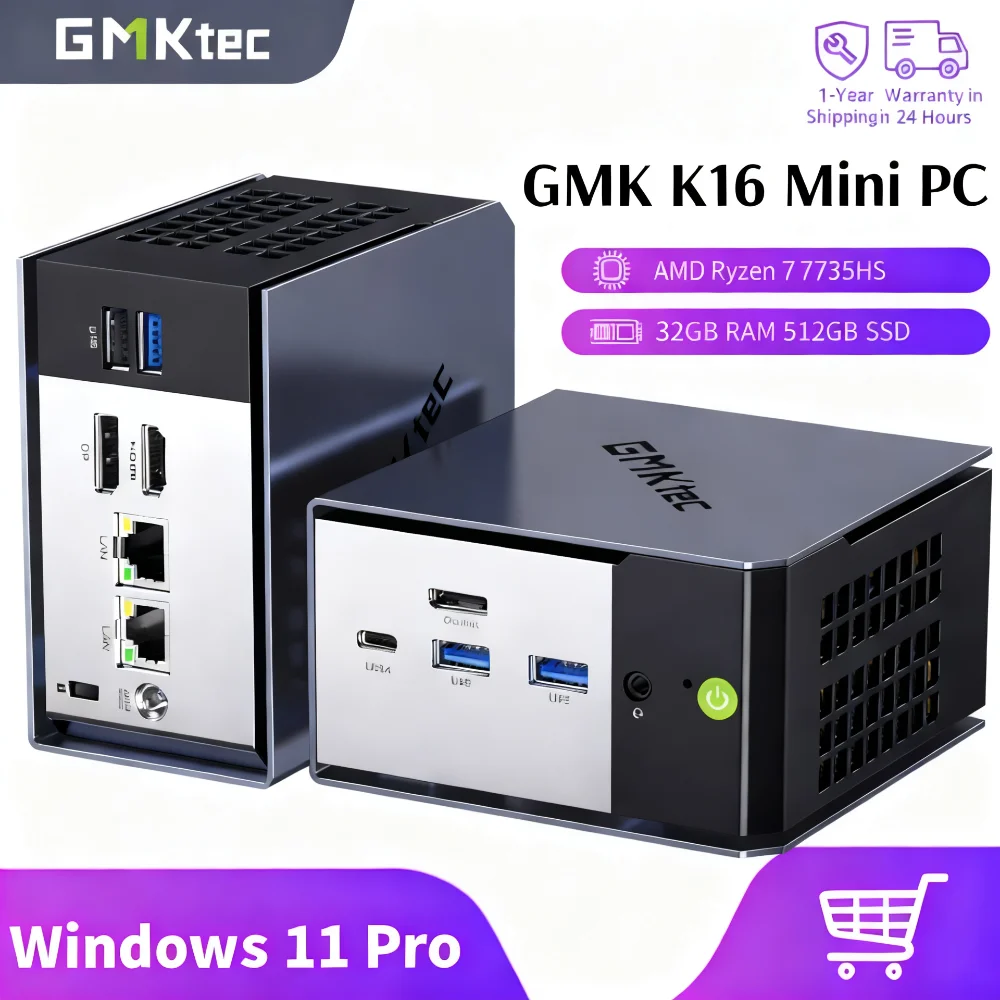 GMKtec NucBox K16 Mini-PC AMD Radeon ™ 680M Windows 11 Pro Dual 2.5G Dual LAN WiFi 6E BT 5.2 Desktop-Computer USB 4.0 Mini-PC