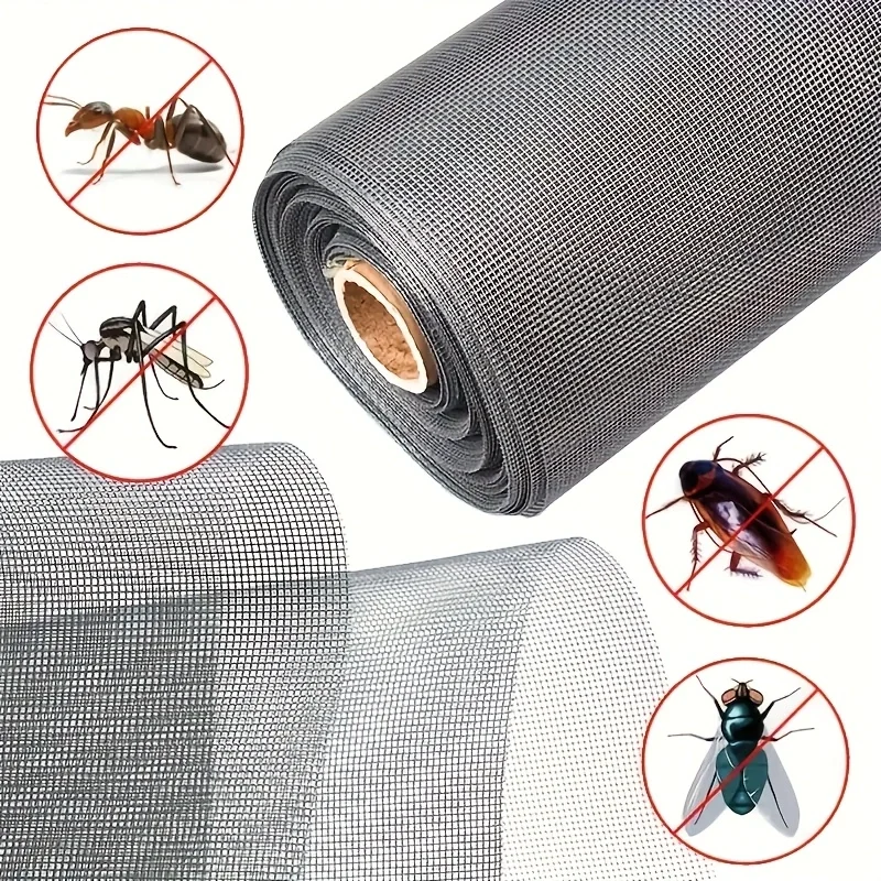 Langlebiges Fenstergitter, verstellbares Anti-Mücken-/Insekten-Glasfaser-Türgitter, DIY-Ersatzset für Terrassen- und Verandatüren Image