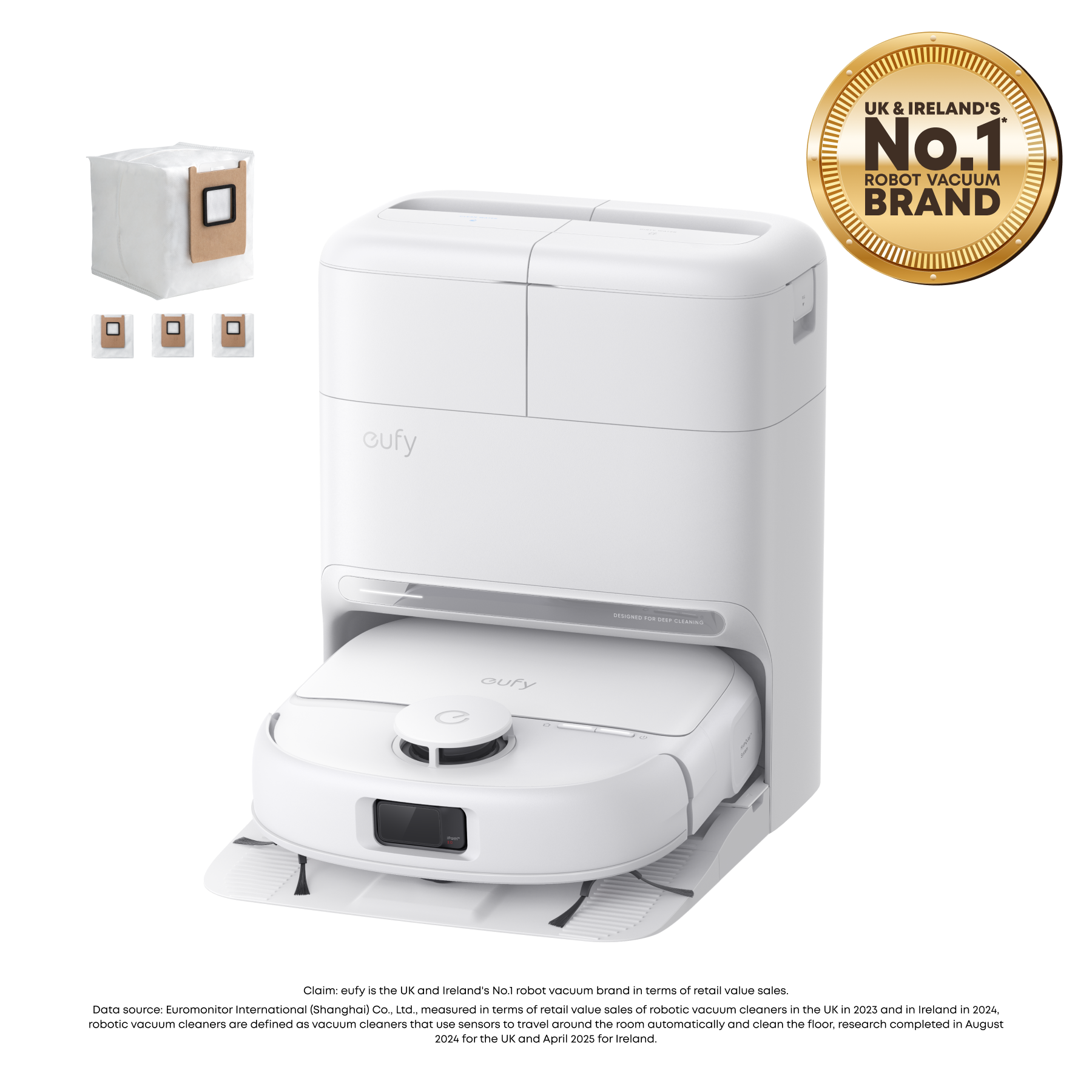 eufy Omni C28 Robot Vacuum (White) and Mop with Dust Bag