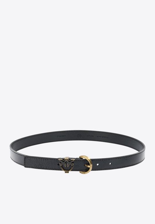 Monogram Leather Belt - White - Pinko Belts
